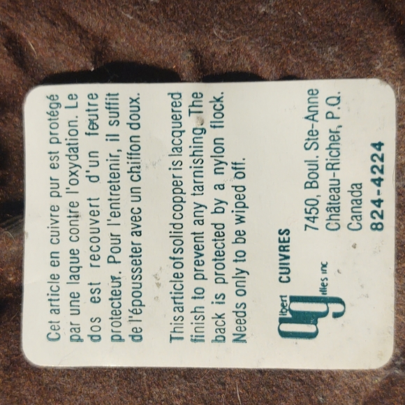 Albert Gilles Solid Copper Decorative Floral Hanging Plate - Picture 4 of 4